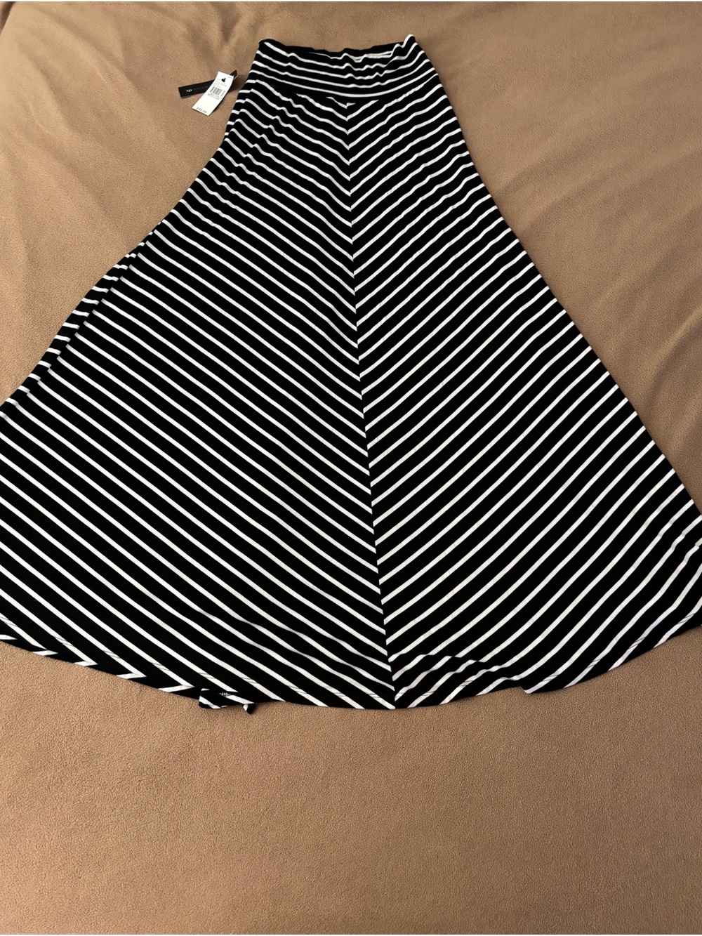 AB Studio Black & White Striped Circle Skirt
